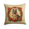 Belgian Tervuren Throw Pillow Machine Washable, Indoor Outdoor Decorative Pillow for Couch, Bed or Patio, 18Hx18W - Christmas Flowers