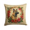 Belgian Malinois Throw Pillow Machine Washable, Indoor Outdoor Decorative Pillow for Couch, Bed or Patio, 18Hx18W - Christmas Flowers