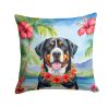 Greater Swiss Mountain Dog Throw Pillow Machine Washable, Indoor Outdoor Decorative Pillow for Couch, Bed or Patio, 18Hx18W - Luau