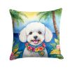 Bichon Frise Throw Pillow Machine Washable, Indoor Outdoor Decorative Pillow for Couch, Bed or Patio, 18Hx18W - Luau