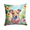 Jack Russell Terrier Throw Pillow Machine Washable, Indoor Outdoor Decorative Pillow for Couch, Bed or Patio, 18Hx18W - Luau