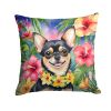 Chihuahua Throw Pillow Machine Washable, Indoor Outdoor Decorative Pillow for Couch, Bed or Patio, 18Hx18W - Luau