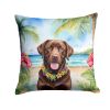 Chocolate Labrador Retriever Throw Pillow Machine Washable, Indoor Outdoor Decorative Pillow for Couch, Bed or Patio, 18Hx18W - Luau