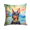 Miniature Pinscher Throw Pillow Machine Washable, Indoor Outdoor Decorative Pillow for Couch, Bed or Patio, 18Hx18W - Luau