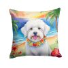 Coton de Tulear Throw Pillow Machine Washable, Indoor Outdoor Decorative Pillow for Couch, Bed or Patio, 18Hx18W - Luau