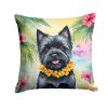 Cairn Terrier Throw Pillow Machine Washable, Indoor Outdoor Decorative Pillow for Couch, Bed or Patio, 18Hx18W - Luau