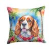 Cavalier Spaniel Throw Pillow Machine Washable, Indoor Outdoor Decorative Pillow for Couch, Bed or Patio, 18Hx18W - Luau