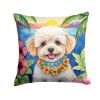 Maltipoo Throw Pillow Machine Washable, Indoor Outdoor Decorative Pillow for Couch, Bed or Patio, 18Hx18W - Luau
