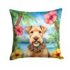 Lakeland Terrier Throw Pillow Machine Washable, Indoor Outdoor Decorative Pillow for Couch, Bed or Patio, 18Hx18W - Luau