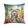 Pit Bull Terrier Throw Pillow Machine Washable, Indoor Outdoor Decorative Pillow for Couch, Bed or Patio, 18Hx18W - Luau