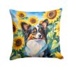 Papillon Throw Pillow Machine Washable, Indoor Outdoor Decorative Pillow for Couch, Bed or Patio, 18Hx18W - Sunflowers