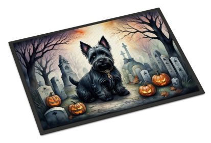 Scottish Terrier Doormat 18H X 27W - Spooky Halloween Indoor Outdoor Rugs for Entryway, Non Slip