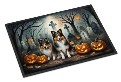 Sheltie Doormat 18H X 27W - Spooky Halloween Indoor Outdoor Rugs for Entryway, Non Slip