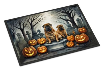 Shar Pei Doormat 18H X 27W - Spooky Halloween Indoor Outdoor Rugs for Entryway, Non Slip