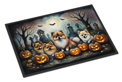 Pomeranian Doormat 18H X 27W - Spooky Halloween Indoor Outdoor Rugs for Entryway, Non Slip