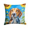 American Foxhound Throw Pillow Machine Washable, Indoor Outdoor Decorative Pillow for Couch, Bed or Patio, 18Hx18W - Sunflowers Throw