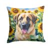 Anatolian Shepherd Throw Pillow Machine Washable, Indoor Outdoor Decorative Pillow for Couch, Bed or Patio, 18Hx18W - Sunflowers