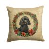 Poodle Throw Pillow Machine Washable, Indoor Outdoor Decorative Pillow for Couch, Bed or Patio, 18Hx18W - Christmas Flowers