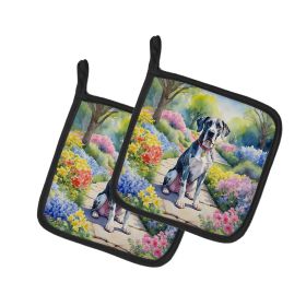 Great Dane Spring Path Pair of Pot Holders Kitchen Heat Resistant Pot Holders Sets Oven Hot Pads for Cooking Baking BBQ, 7 1/2 x 7 1/2