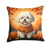 Bichon Frise Throw Pillow Machine Washable, Indoor Outdoor Decorative Pillow for Couch, Bed or Patio, 18Hx18W - Fall