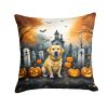 Yellow Labrador Retriever Throw Pillow Machine Washable, Indoor Outdoor Decorative Pillow for Couch, Bed or Patio, 18Hx18W - Spooky Halloween