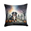 Bernese Mountain Dog Throw Pillow Machine Washable, Indoor Outdoor Decorative Pillow for Couch, Bed or Patio, 18Hx18W - Spooky Halloween
