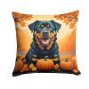 Rottweiler Throw Pillow Machine Washable, Indoor Outdoor Decorative Pillow for Couch, Bed or Patio, 18Hx18W - Fall