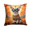 Tricolor Chihuahua Throw Pillow Machine Washable, Indoor Outdoor Decorative Pillow for Couch, Bed or Patio, 18Hx18W - Fall
