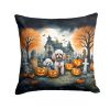Poodle Throw Pillow Machine Washable, Indoor Outdoor Decorative Pillow for Couch, Bed or Patio, 18Hx18W - Spooky Halloween