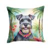 Schnauzer Throw Pillow Machine Washable, Indoor Outdoor Decorative Pillow for Couch, Bed or Patio, 18Hx18W - Luau