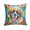 Saint Bernard Throw Pillow Machine Washable, Indoor Outdoor Decorative Pillow for Couch, Bed or Patio, 18Hx18W - Luau