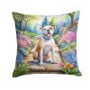 American Bulldog Throw Pillow Machine Washable, Indoor Outdoor Decorative Pillow for Couch, Bed or Patio, 18Hx18W - Spring Garden