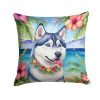 Siberian Husky Throw Pillow Machine Washable, Indoor Outdoor Decorative Pillow for Couch, Bed or Patio, 18Hx18W - Luau