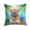 Shar Pei Throw Pillow Machine Washable, Indoor Outdoor Decorative Pillow for Couch, Bed or Patio, 18Hx18W - Luau