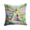American Foxhound Throw Pillow Machine Washable, Indoor Outdoor Decorative Pillow for Couch, Bed or Patio, 18Hx18W - Spring Garden