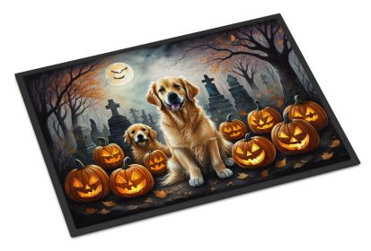 Golden Retriever Doormat 18H X 27W - Spooky Halloween Indoor Outdoor Rugs for Entryway, Non Slip