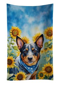 Australian Cattle Dog Decorative Kitchen Bath Hand Towel 15Wx25H - Sunflowers