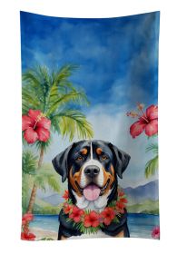 Greater Swiss Mountain Dog Decorative Kitchen Bath Hand Towel 15Wx25H - Luau