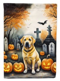 Yellow Labrador Retriever Spooky Halloween House Flag Large Porch Sleeve Pole Decorative Outside Yard Banner Artwork Wall Hanging, Polyester
