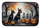 Doberman Pinscher Spooky Halloween Dish Drying Mat Absorbent Dish Drying Mat Pad for Kitchen Counter Dish Drainer Mat for Countertop, 14 x 21"