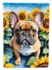 French Bulldog in Sunflowers House Flag Large Porch Sleeve Pole Decorative Outside Yard Banner Artwork Wall Hanging, Polyester, House Size, Multicolor