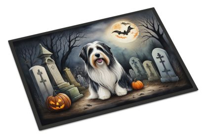 Bearded Collie Doormat 24H X 36W - Spooky Halloween Indoor Outdoor Rugs for Entryway, Non Slip