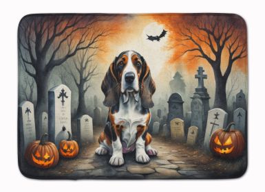 Basset Hound Spooky Halloween Memory Foam Kitchen Mat Machine Washable Anti-Fatigue Mat Cushion Comfort Bath Mat or Kitchen Rug