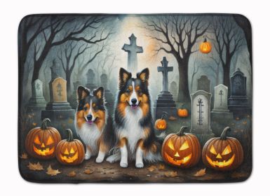 Sheltie Spooky Halloween Memory Foam Kitchen Mat Machine Washable Anti-Fatigue Mat Cushion Comfort Bath Mat or Kitchen Rug
