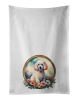 White Poodle Decorative Kitchen Bath Hand Towel Set of 2 19Wx28H - Flowers