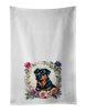 Rottweiler Decorative Kitchen Bath Hand Towel Set of 2 19Wx28H - Flowers White