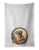 Golden Retriever Decorative Kitchen Bath Hand Towel Set of 2 19Wx28H - Flowers White