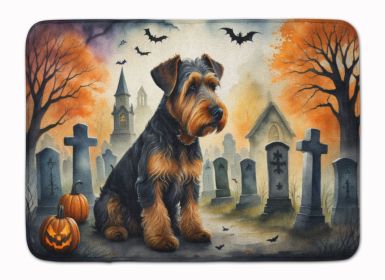 Airedale Terrier Spooky Halloween Memory Foam Kitchen Mat Machine Washable Anti-Fatigue Mat Cushion Comfort Bath Mat or Kitchen Rug