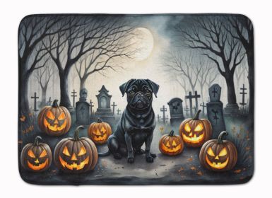 Black Pug Spooky Halloween Memory Foam Kitchen Mat Machine Washable Anti-Fatigue Mat Cushion Comfort Bath Mat or Kitchen Rug
