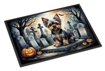 Yorkshire Terrier Doormat 24H X 36W - Spooky Halloween Indoor Outdoor Rugs for Entryway, Non Slip